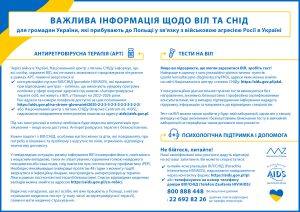 Ulotka dotycząca AIDS i HIV w języku ukraińskim