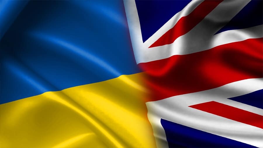 Flagi ukrainy i wielkiej brytanii