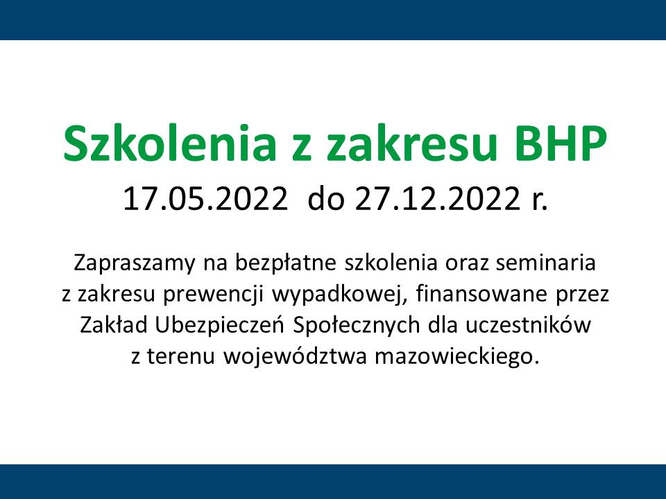 Informacja o prowadzonych szkoleniach z zakresu prewencji wypadkowej przez II Oddział ZUS w Warszawie.