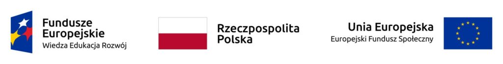 Logotyp składający się ze znaku funduszy Europejskich z nazwą Programu PO WER; barw Rzeczypospolitej Polskiej, znaku Unii Europejskiej z nazwą Europejski Fundusz Społeczny.
