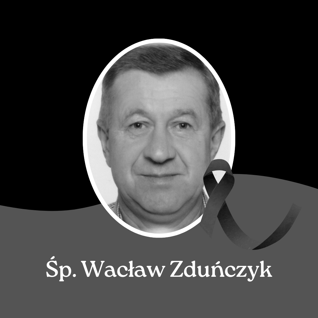 Na czarno-białym zdjęciu pamiątkowym znajduje się portret mężczyzny w owalnej ramce ozdobionej czarną wstążką. Poniżej znajdują się napisy „Śp. Wacław Zduńczyk”, co charakterystyczne, że jest to nekrolog lub wspomnienie osoby zmarłej.