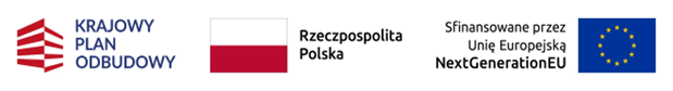 Grafika z logo Krajowego Planu Odbudowy, flagą Polski oraz unijnymi elementami z napisem NextGenerationEU na białym tle.